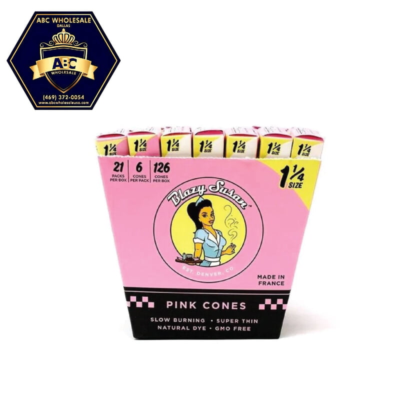 BLAZY SUSAN PINK 1 1/4 SIZE 6PK CONE