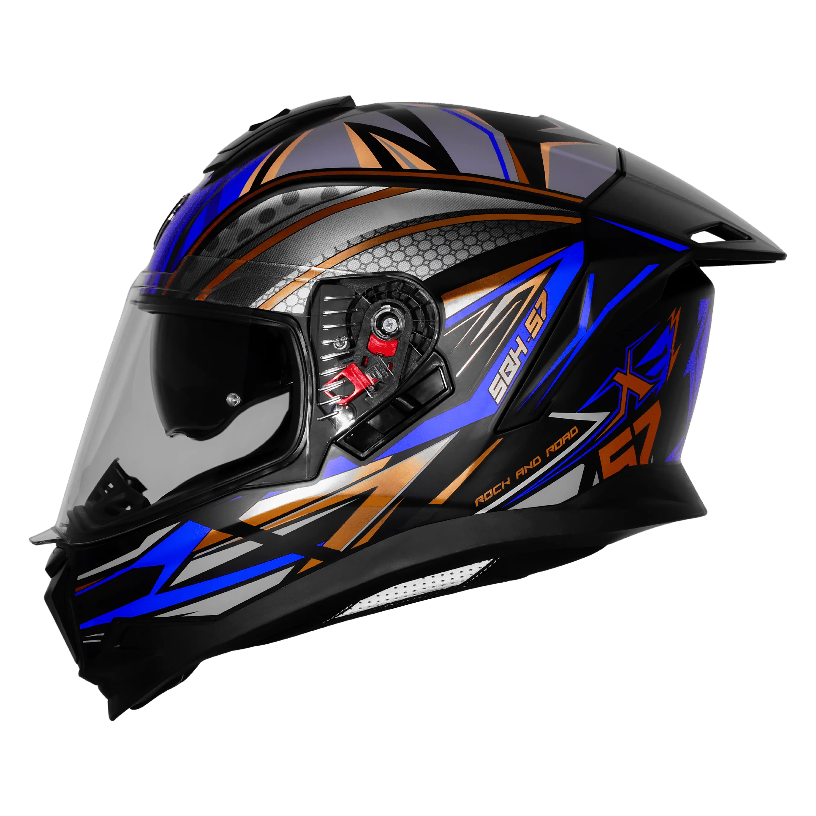 STEELBIRD SBH-57 ISS FIGHTER F12 MATT BLACK/BLUE/GOLDEN FOIL C/V 580 MM WITH EXTRA CHROME VISOR STEELBIRD SBH-57 ISS FIGHTER F12 MATT BLACK/BLUE/GOLDEN FOIL C/V 580 MM WITH EXTRA CHROME VISOR