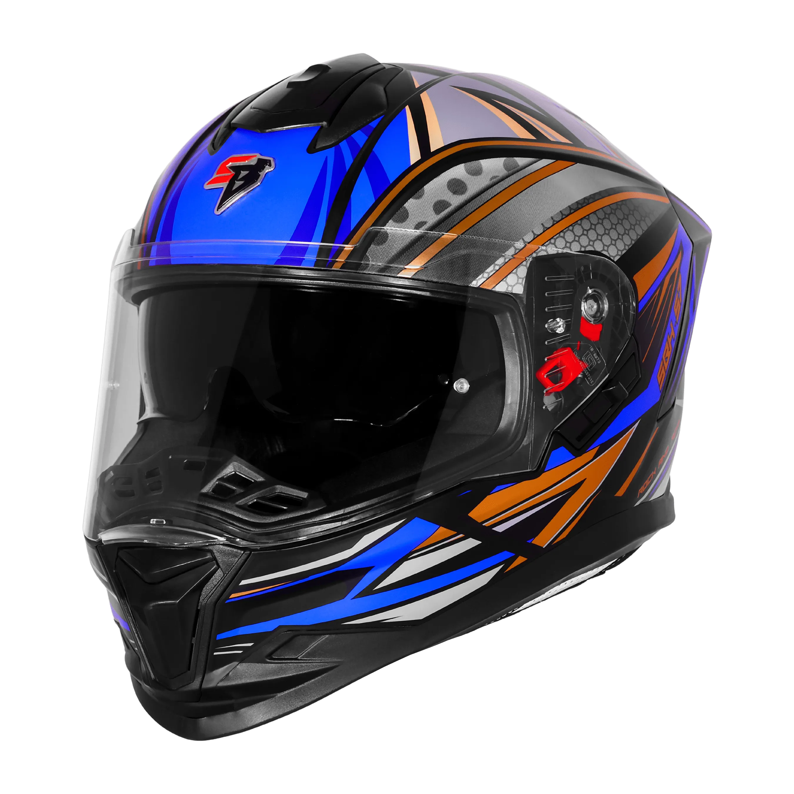 STEELBIRD SBH-57 ISS FIGHTER F12 MATT BLACK/BLUE/GOLDEN FOIL C/V 580 MM WITH EXTRA CHROME VISOR STEELBIRD SBH-57 ISS FIGHTER F12 MATT BLACK/BLUE/GOLDEN FOIL C/V 580 MM WITH EXTRA CHROME VISOR