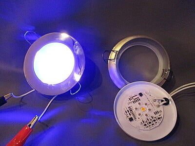 LED DISK, Color Changer, RGBW30, 55mm, 18-29V AC/DC, 5+3/3 Watts, 150lm/w, Dimmable, works with 2 wires feed, color change by switch on/off