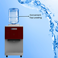A standard water bottle mounted on top of the Blue Star BWD1TTGB Table Top Water Dispenser. A standard water bottle mounted on top of the Blue Star BWD1TTGB Table Top Water Dispenser.