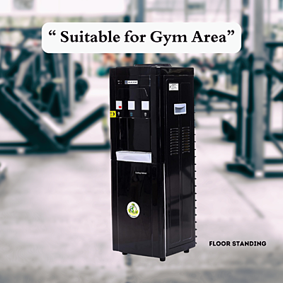 Suitable for Large Gym Area: Blue Star BWD3FMRGA- Black Water dispenser with Cooling Cabinet
