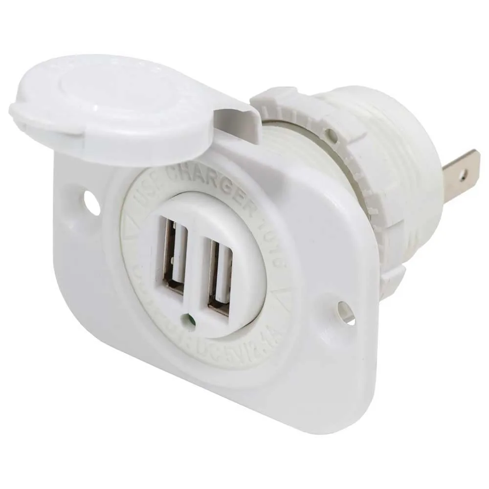 Blue Sea Systems 1016200 12V DC Dual USB Charger Socket, White