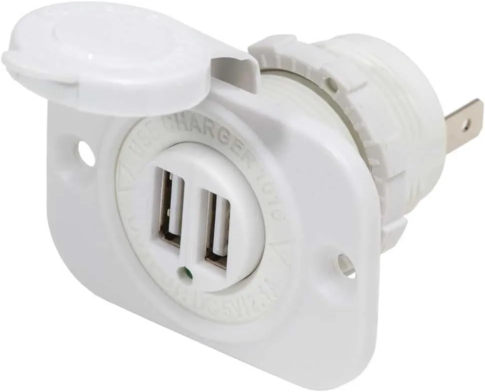 Blue Sea Systems 1016200 12V DC Dual USB Charger Socket, White