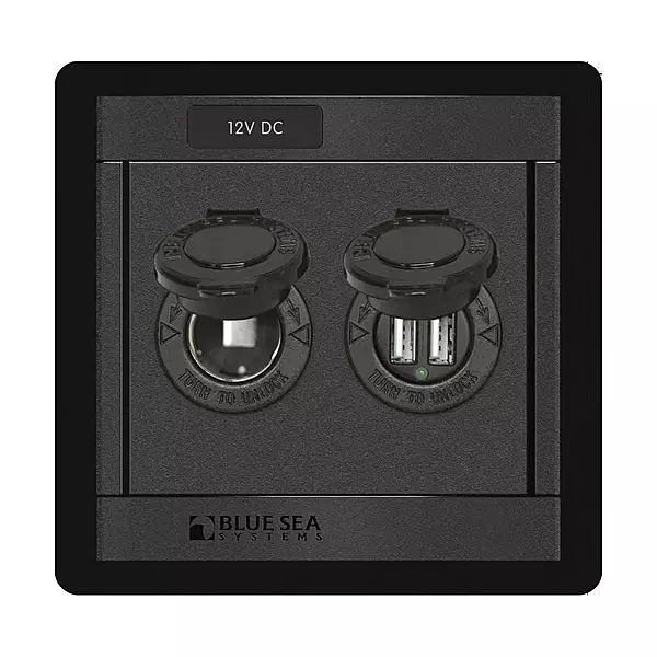 Blue Sea 1478 360 Panel - 12V DC Socket & Dual USB Charger