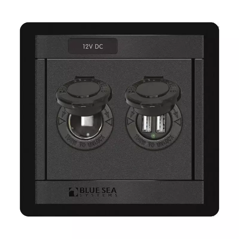 Blue Sea 1478 360 Panel - 12V DC Socket & Dual USB Charger