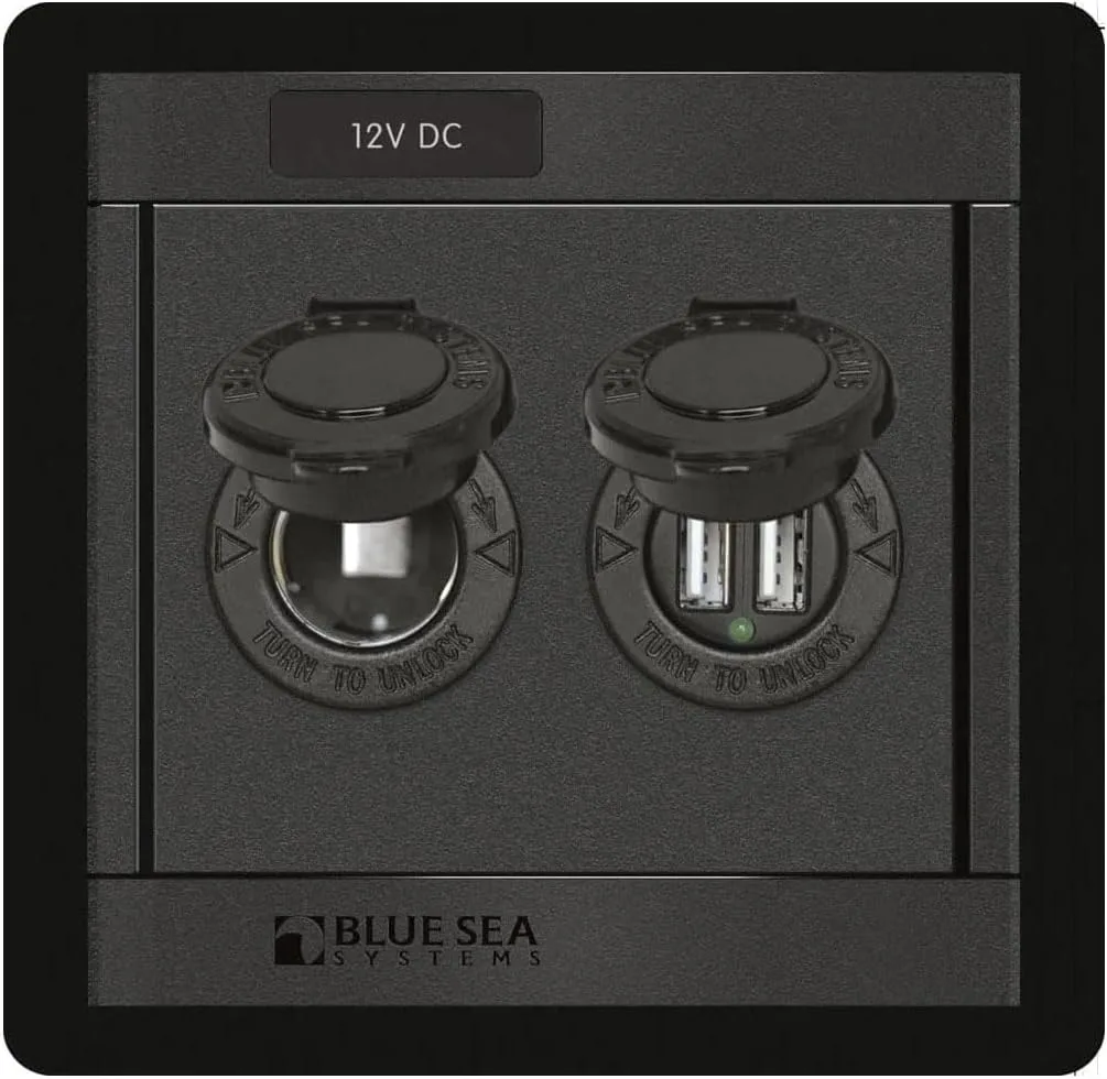 Blue Sea 1478 360 Panel - 12V DC Socket & Dual USB Charger