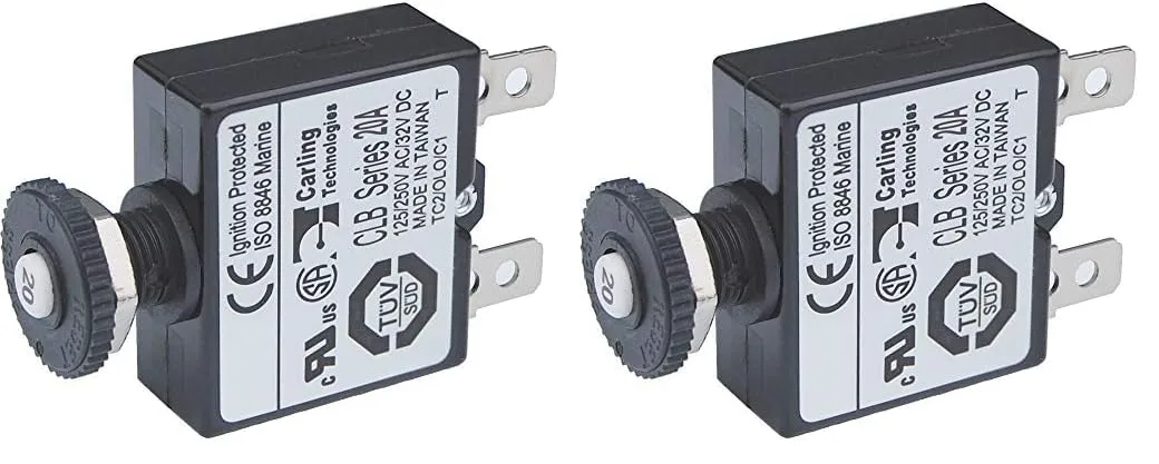BLUE SEA SYSTEMS Push Button Thermal Circuit Breakers with Quick Connect Terminals