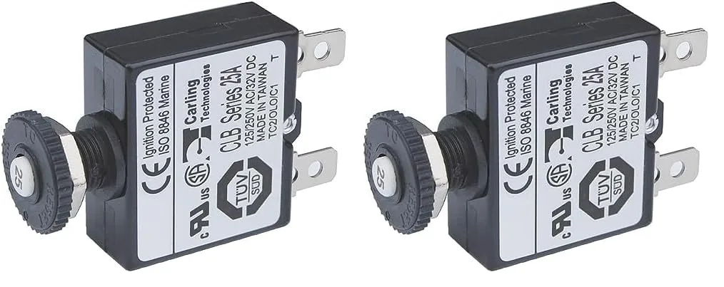 BLUE SEA SYSTEMS Push Button Thermal Circuit Breakers with Quick Connect Terminals