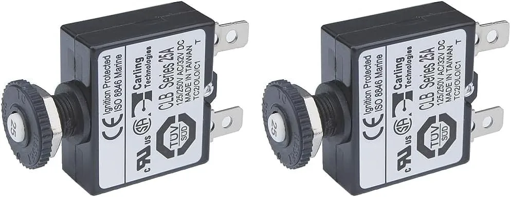 BLUE SEA SYSTEMS Push Button Thermal Circuit Breakers with Quick Connect Terminals