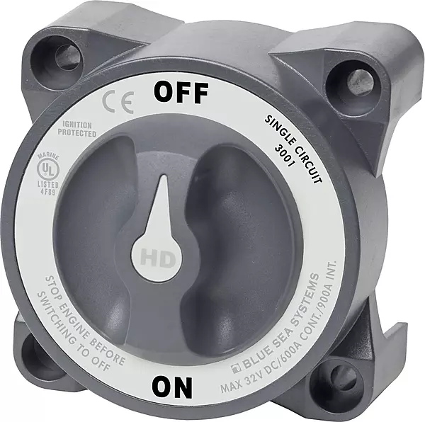 Blue Sea Systems 3001 Heavy Duty Battery Switch with Alternator Field Disconnect, On-Off, Beige