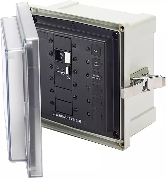 Blue Sea 3120 - SMS Panel Enclosure w/ELCI Main (50A) and 2 Blanks - 240V