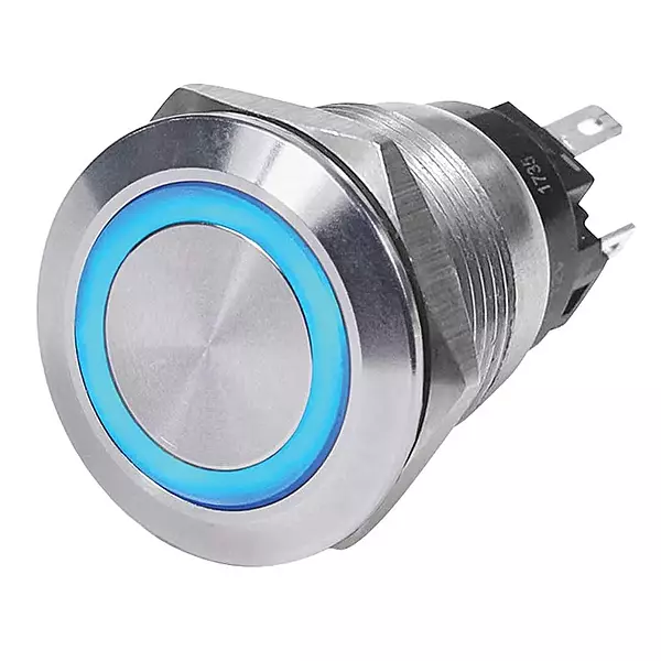 Blue Sea 4160 SS Push Button Switch - Off-On - Blue - 10A