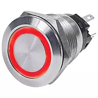 Blue Sea 4163 SS Push Button Switch - Off-(On) - Red - 10A