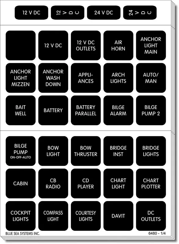 Blue Sea Systems 4217 WeatherDeck Water Resistant Panel Labels