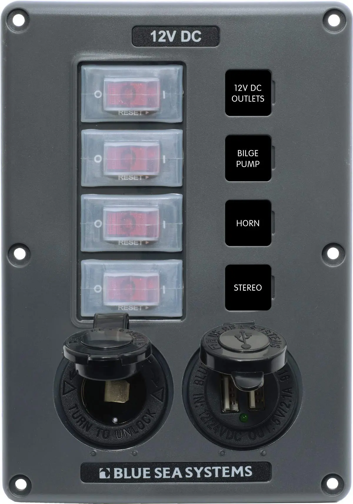 Blue Sea Systems Water-Resistant Circuit Breaker Switch Panel