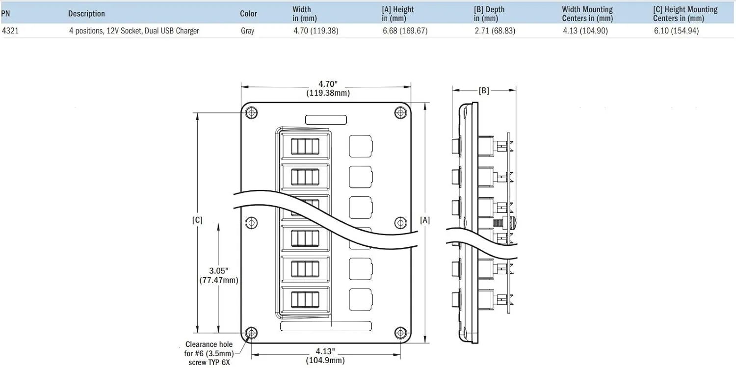 Blue Sea Systems Water-Resistant Circuit Breaker Switch Panel