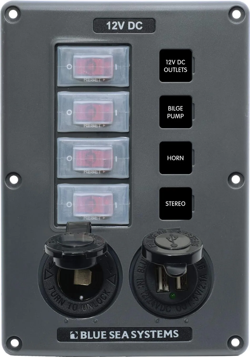 Blue Sea Systems Water-Resistant Circuit Breaker Switch Panel