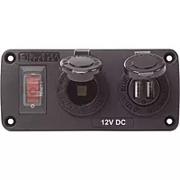 Blue Sea Systems 4363 Water-Resistant Accessory Panels, 15A Circuit Breaker, 12V Socket, 2.1A Dual USB Charger