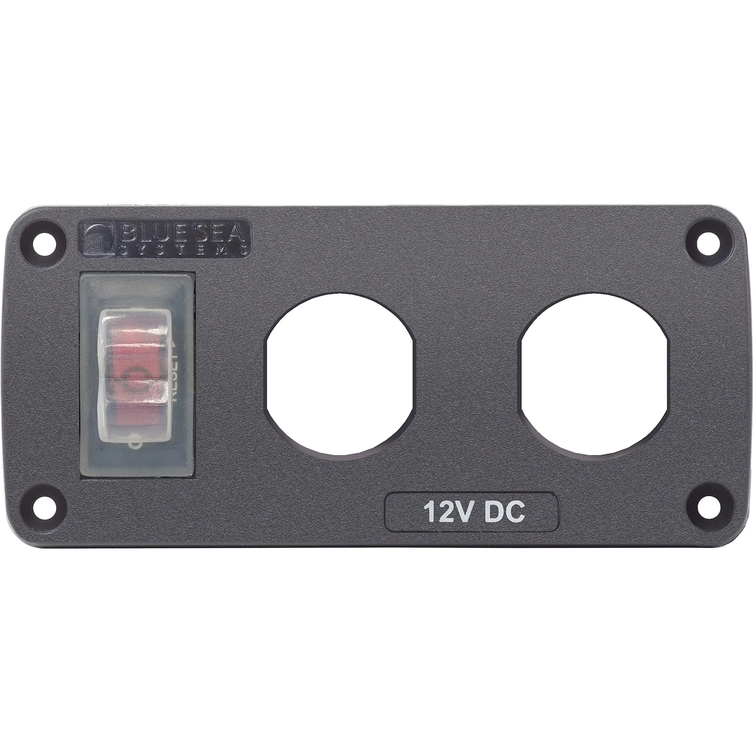 Blue Sea Systems 4364 Water-Resistant Accessory Panel, 15A Circuit Breaker, 2 Blank Apertures