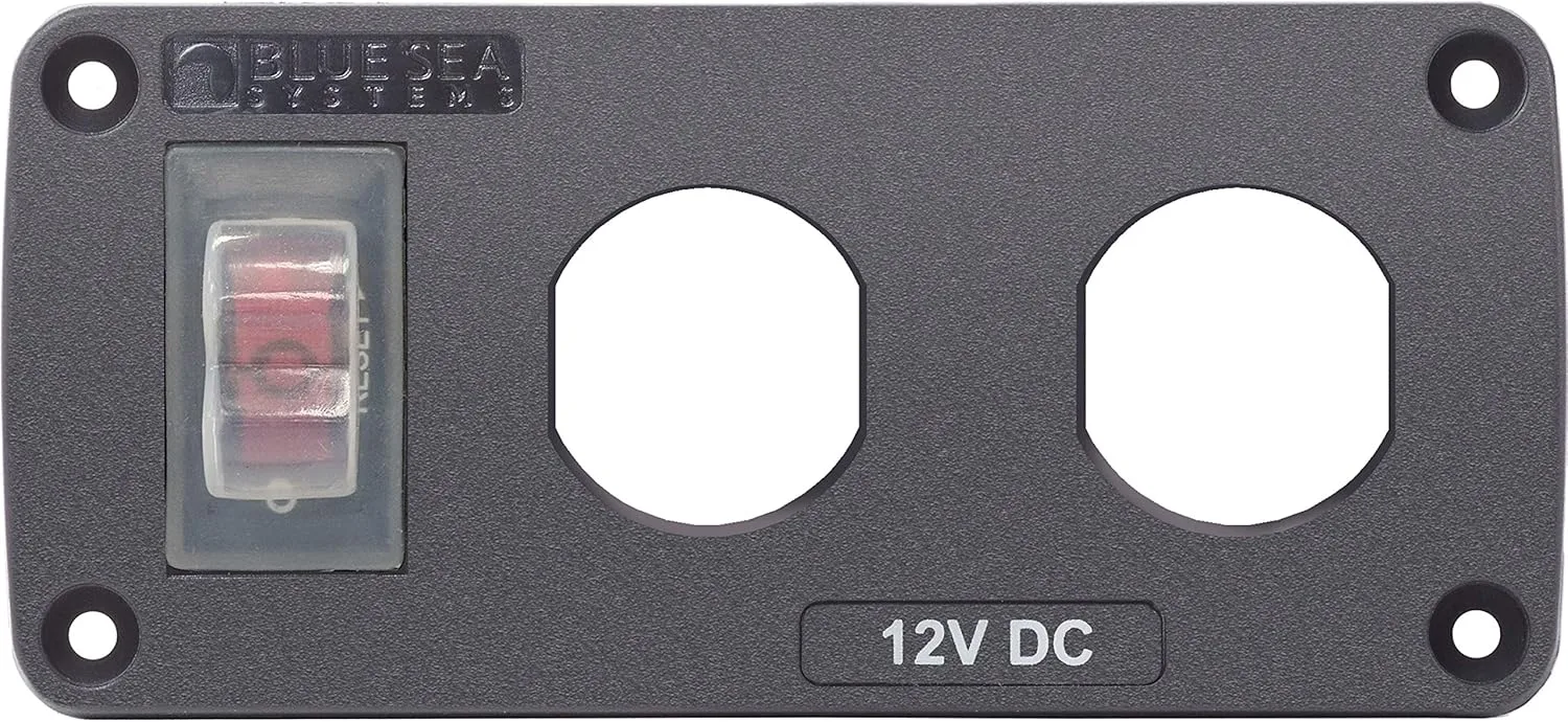 Blue Sea Systems 4364 Water-Resistant Accessory Panel, 15A Circuit Breaker, 2 Blank Apertures