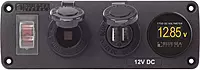 Blue Sea Systems 4366 Water-Resistant Accessory Panel with Circuit Breaker, 12V Socket, Dual USB Charger, Mini Voltmeter