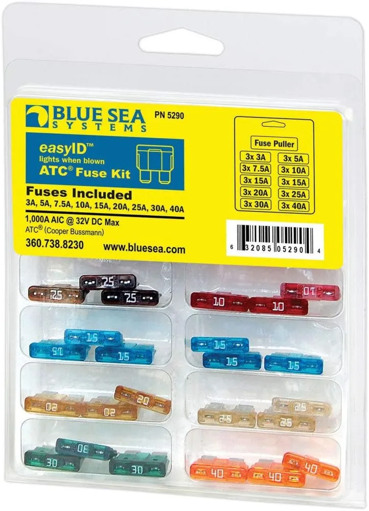 Blue Sea Systems 5290 EasyID Illuminating ATC Fuse Kit, Beige