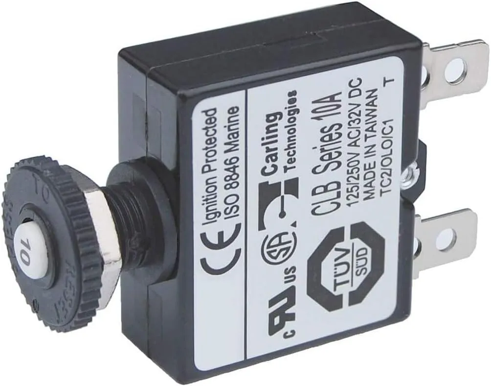 BLUE SEA SYSTEMS Push Button Thermal Circuit Breakers with Quick Connect Terminals