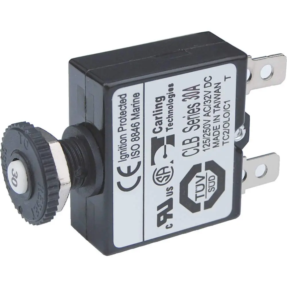 BLUE SEA SYSTEMS Push Button Thermal Circuit Breakers with Quick Connect Terminals