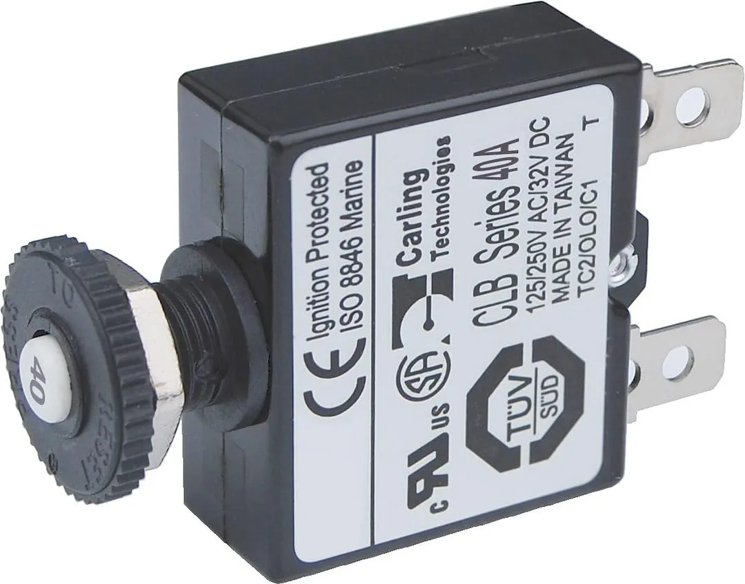 BLUE SEA SYSTEMS Push Button Thermal Circuit Breakers with Quick Connect Terminals