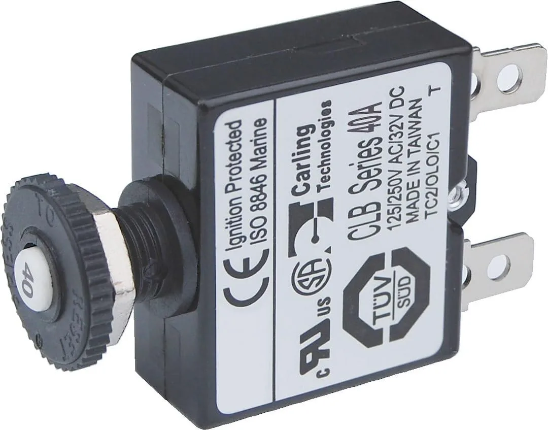 BLUE SEA SYSTEMS Push Button Thermal Circuit Breakers with Quick Connect Terminals