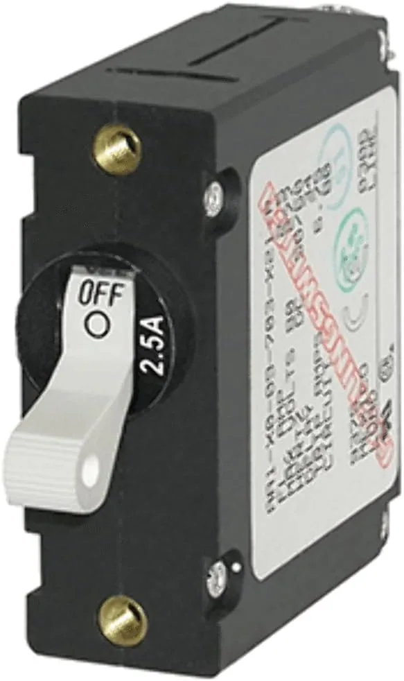 Blue Sea 7197 A-Series White Toggle Circuit Breaker - Single Pole 2.5A