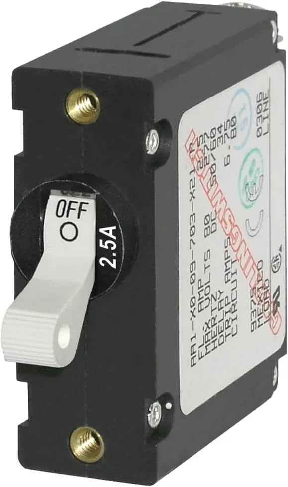 Blue Sea 7197 A-Series White Toggle Circuit Breaker - Single Pole 2.5A