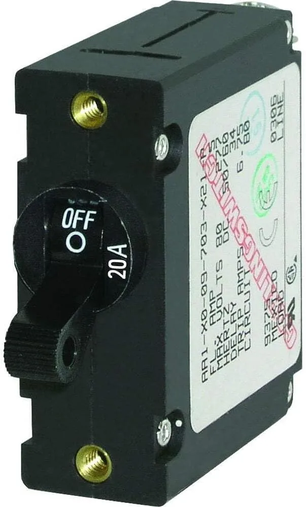 Blue Sea 7212 AC / DC Single Pole Magnetic World Circuit Breaker - 20 Amp