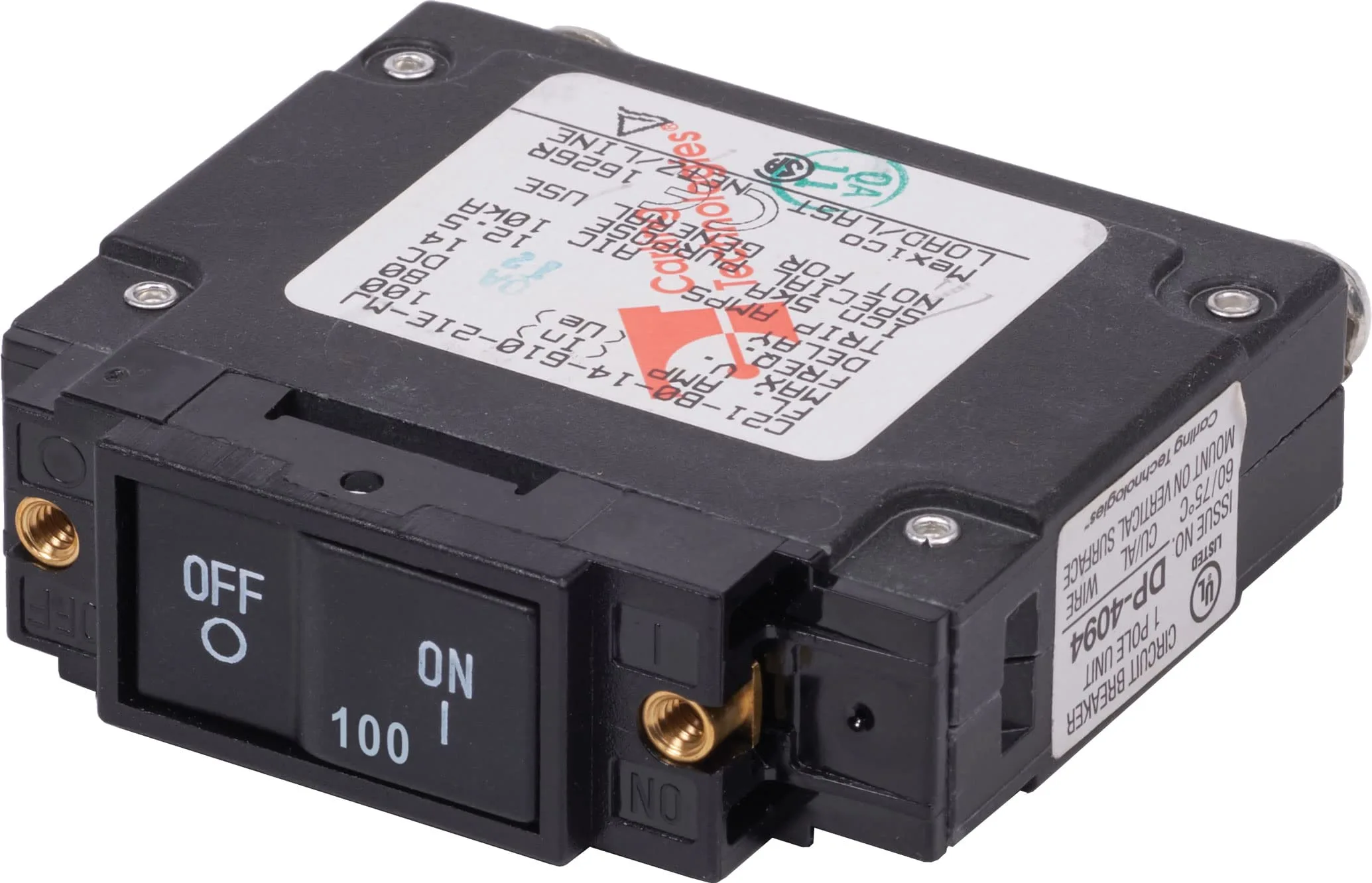 Blue Sea Systems 7446 Circuit Breaker C-Series Flat Rocker 100A DC UL489, 7446 , Black , 100 Amp DC