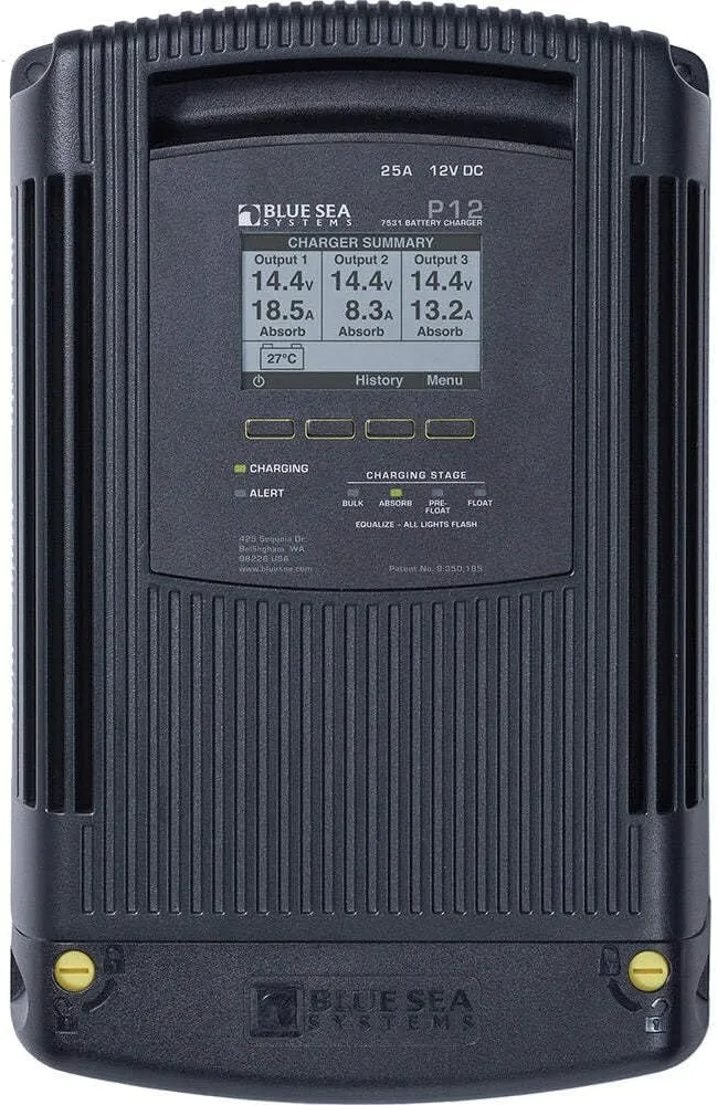 Blue Sea 7531 P12 Battery Charger - 12V DC 25A (3 Output)