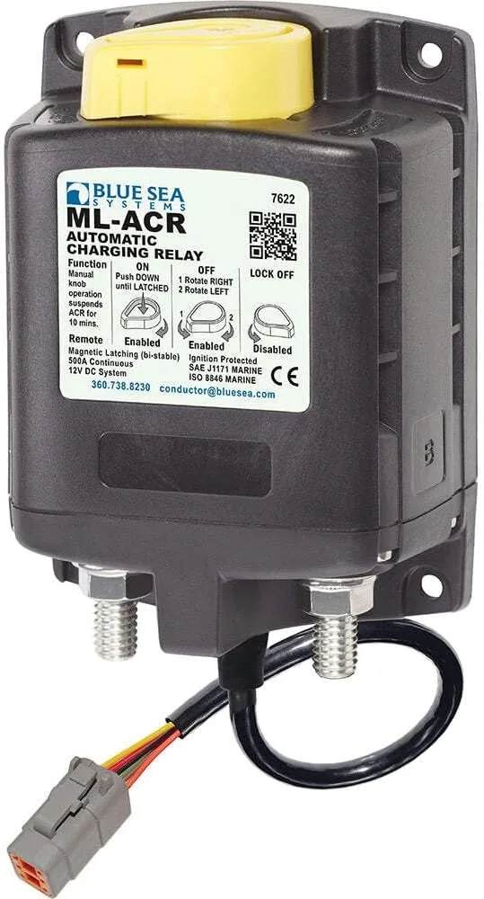 Blue Sea 7622100 ML ACR Charging Relay 12V 500A w/Manual Control & Deutsch Connector