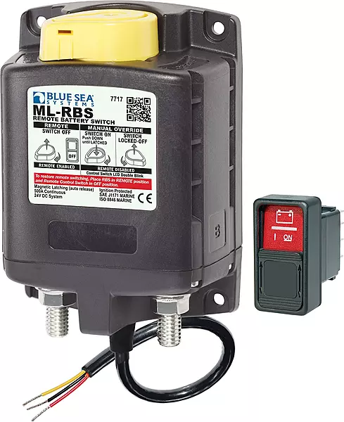 Blue Sea Systems 7717 ML RBS SPST Solenoid with Manual Control Auto-Release, 24V
