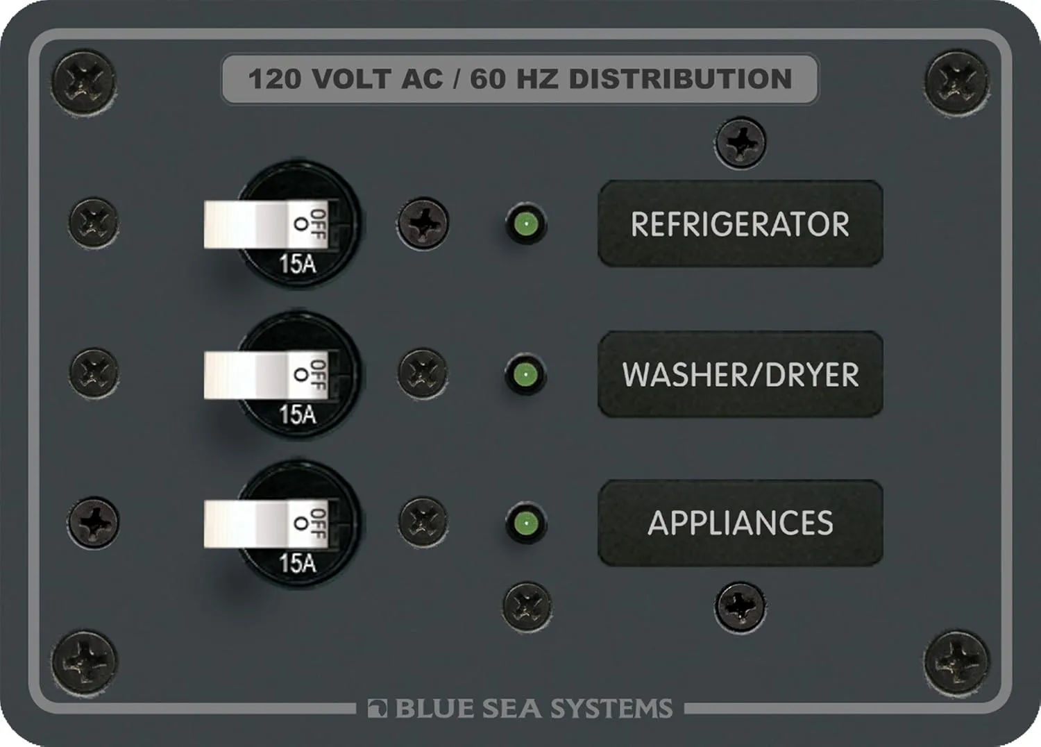Blue Sea 8058 AC 3 Position Toggle Circuit Breaker Panel - White Switches