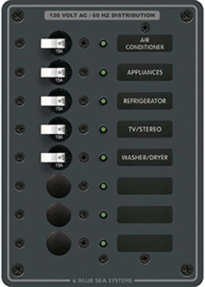 Blue Sea Systems 8059 AC 8-Position Toggle Circuit Breaker Panel