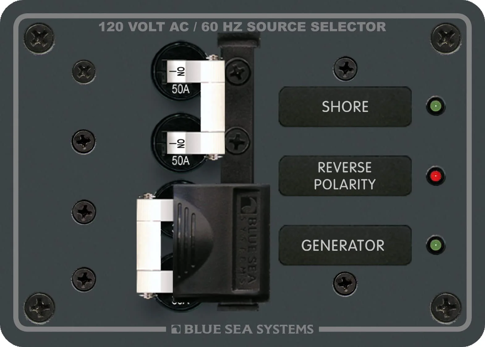 Blue Sea 8061 AC Toggle Source Selector 120V AC - 50AMP
