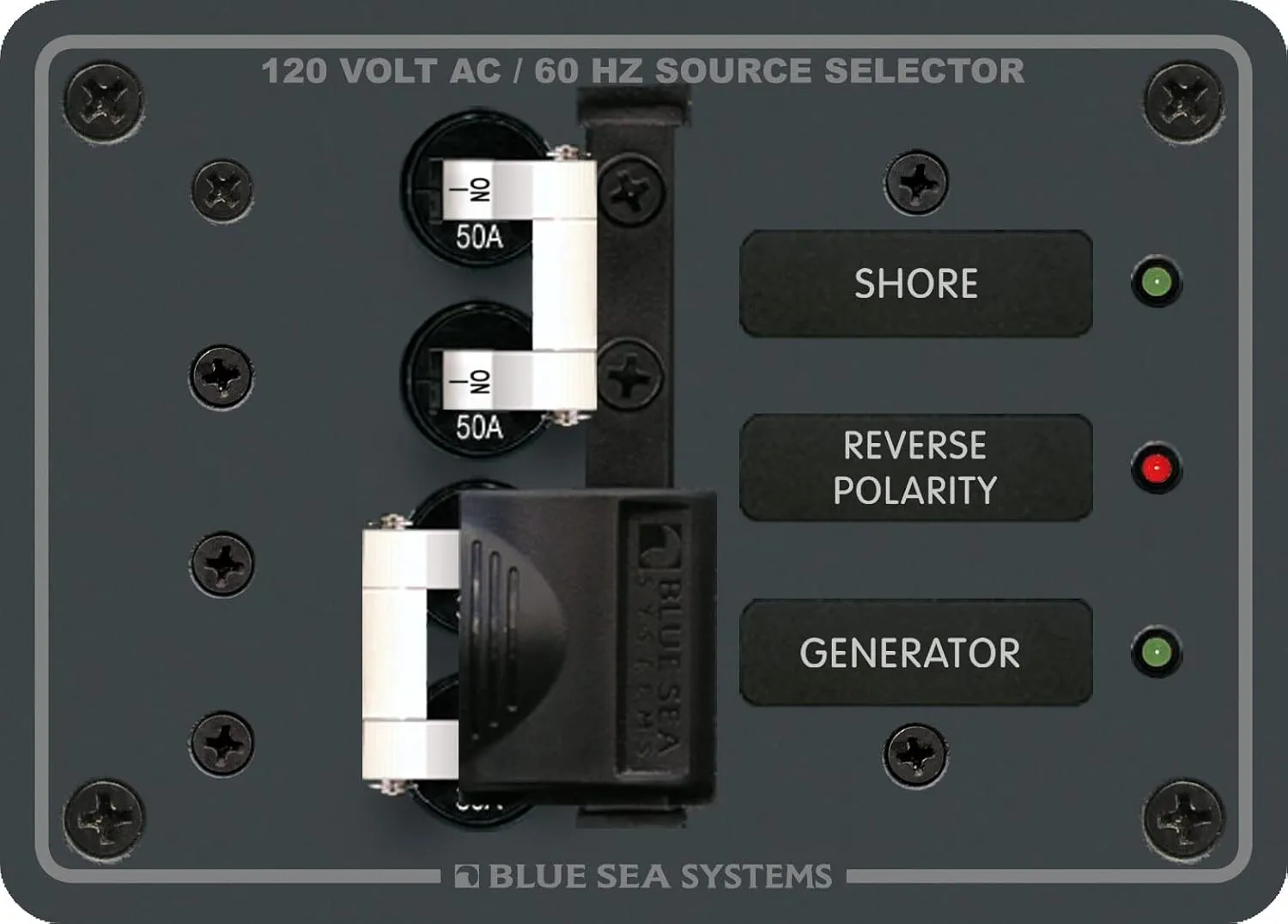 Blue Sea 8061 AC Toggle Source Selector 120V AC - 50AMP
