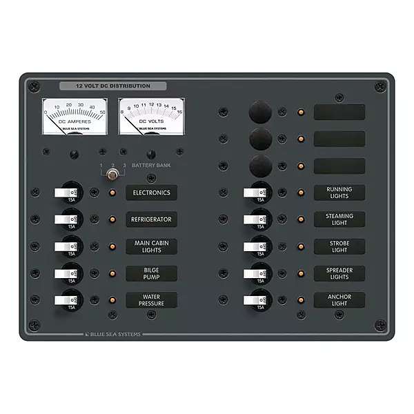 Blue Sea 8068 DC 13 Position Toggle Branch Circuit Breaker Panel - White Switches