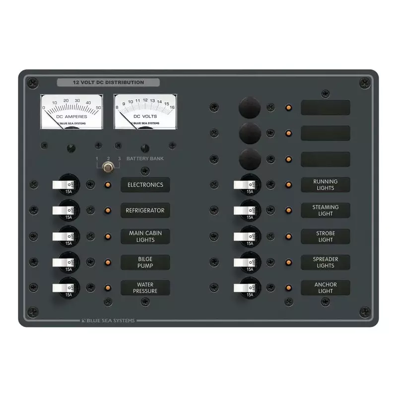 Blue Sea 8068 DC 13 Position Toggle Branch Circuit Breaker Panel - White Switches