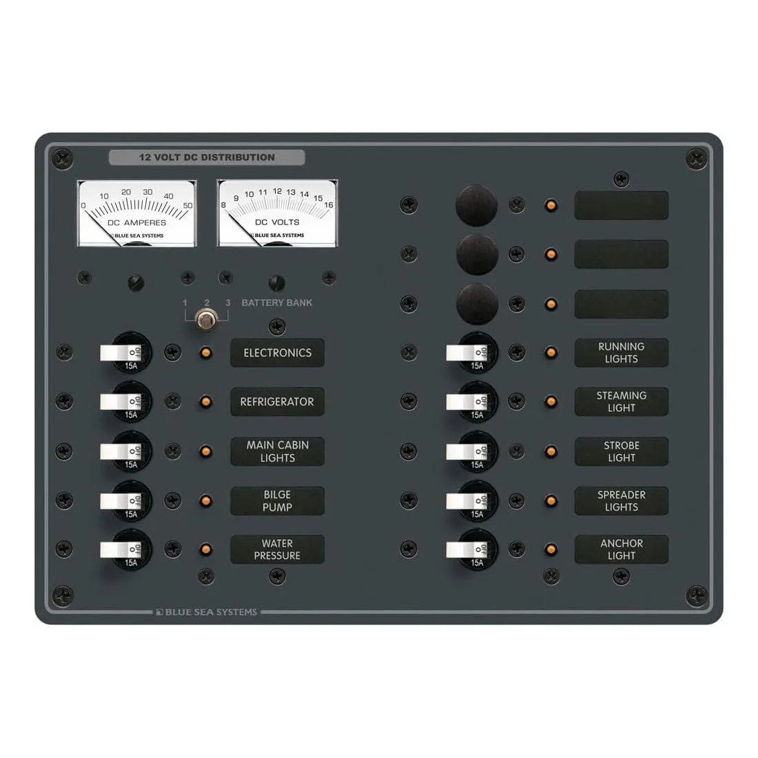Blue Sea 8068 DC 13 Position Toggle Branch Circuit Breaker Panel - White Switches