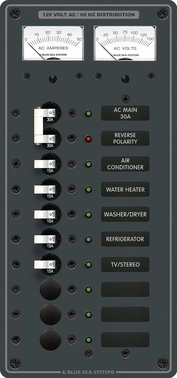 Blue Sea 8074 AC Main +8 Positions Toggle Circuit Breaker Panel - White Switches