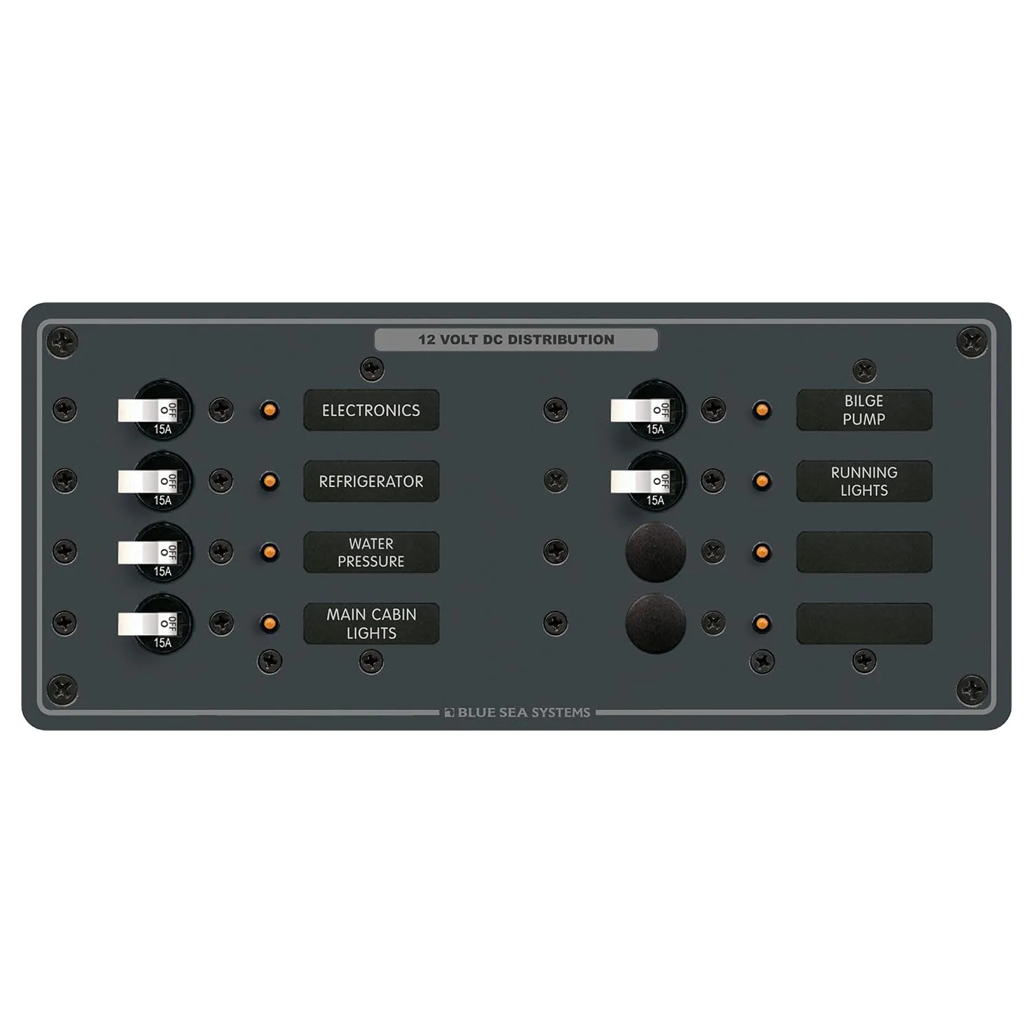 Blue Sea 8096 DC 6 Position Toggle Branch Circuit Breaker Panel - White Switches