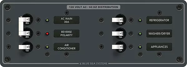 Blue Sea 8099 AC Main +4 Positions Toggle Circuit Breaker Panel (White Switches)