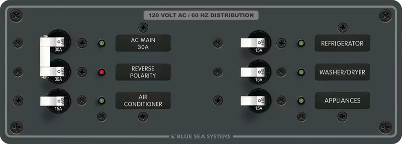 Blue Sea 8099 AC Main +4 Positions Toggle Circuit Breaker Panel (White Switches)