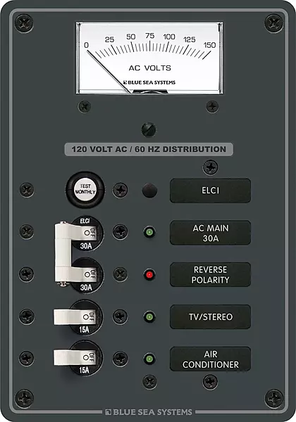 Blue Sea Systems 8102 ELCI Main 30A Double Pole + 2 Positions with Voltmeter